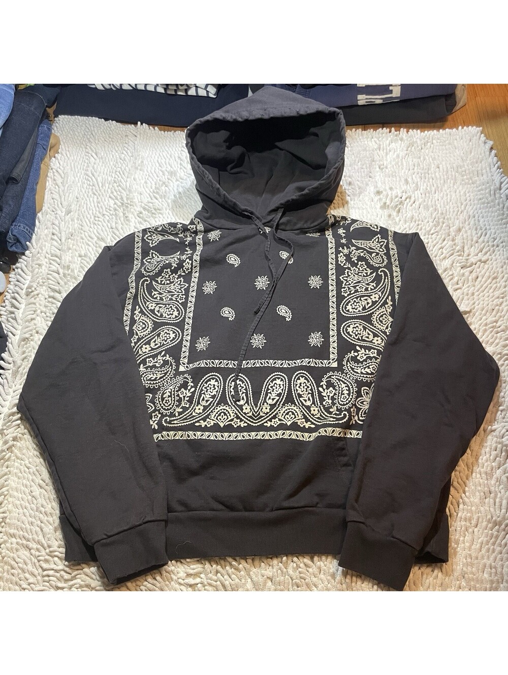 Profound Size M Oversized Vintage Fade Paisley French Terry Hoodie Distressed